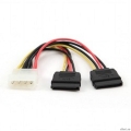 Cablexpert ������ ������� SATA CC-SATA-PSY-0.3M, 30��, molex 4pin/2x sata15pin, �� 2 ����., �����  [��������: 3 ������]