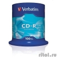 Verbatim  Диски CD-R  100 шт. 48/52-x 700Mb, Cake Box ( 43411)  [Гарантия: 2 недели]