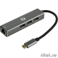 VCOM DH311A - USB 3.1 Type-Cm --> RJ-45+3port USB3.0(f)  Aluminum Shell VCOM [DH311A] [4895182246775]  [: 2 ]