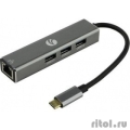 VCOM DH311A ������-������������ USB 3.1 Type-Cm --> RJ-45+3port USB3.0(f)  Aluminum Shell VCOM [DH311A] [4895182246775]  [��������: 2 ������]