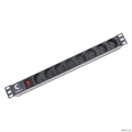 Cabeus PDU-8P ���� ����������� ��� 19" ������, ��������������, 8 �������, 10 A, �����������, ������ ��� ����, ����������� ������  [��������: 2 ������]