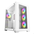 Powercase Vision White, Tempered Glass, 4х 120mm 5-color fan, белый, ATX  (CVWA-L4)  [Гарантия: 1 год]